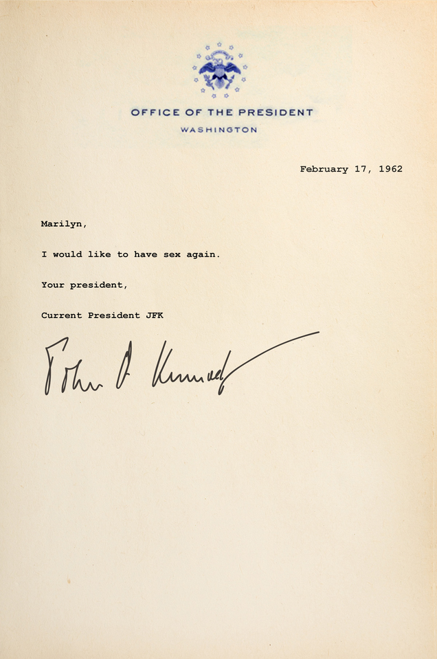 Illustration for article titled Amazing: Read These Newly Discovered Letters Between JFK And Marilyn Monroe